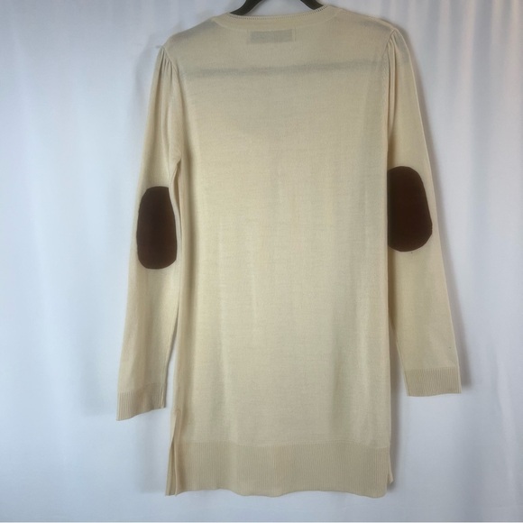 Elbow Patch Sweater Women's Victorian Romantic Long Cream Button-Up Cardigan M - Picture 9 of 12